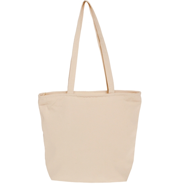 Cotton Canvas Totes with Zipper Closure - Cotton Canvas Totes with Zipper Closure - Image 3 of 3