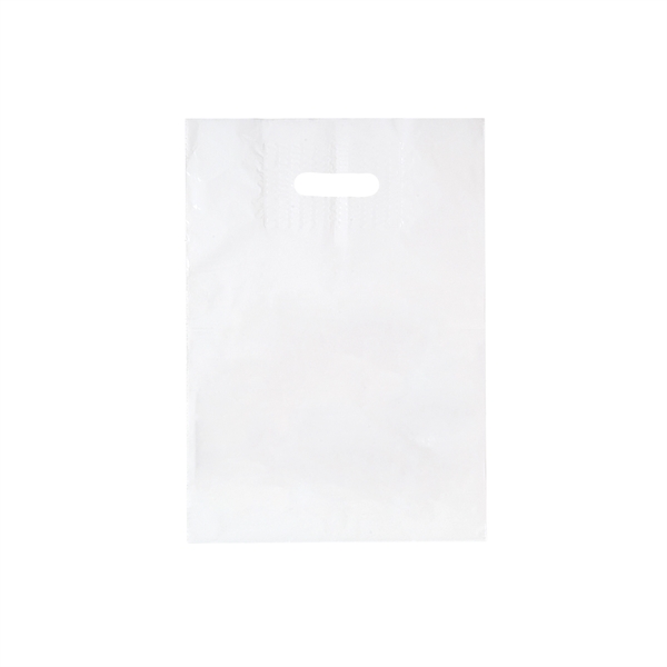 Patch Handle Reinforced Plastic Die Cut Bag - Flexo Ink - Patch Handle Reinforced Plastic Die Cut Bag - Flexo Ink - Image 1 of 1