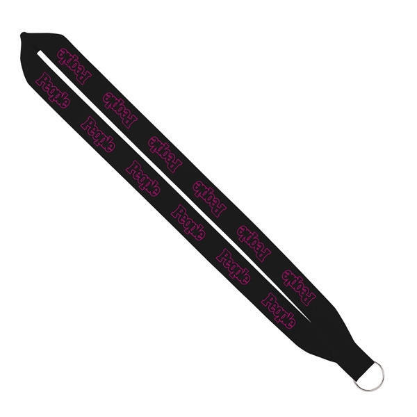 Custom Import Rush 1" Polyester Lanyard with Sewn Silver Ring
