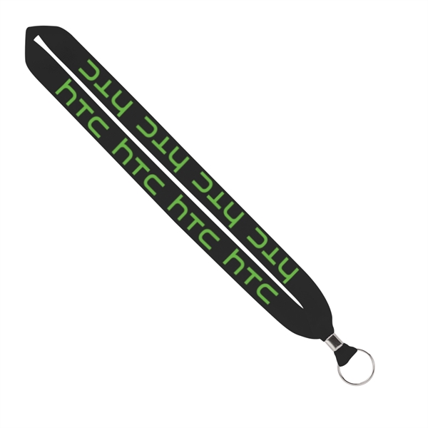 Custom Import Rush 1" Polyester Lanyard with Silver Crimp & Ring