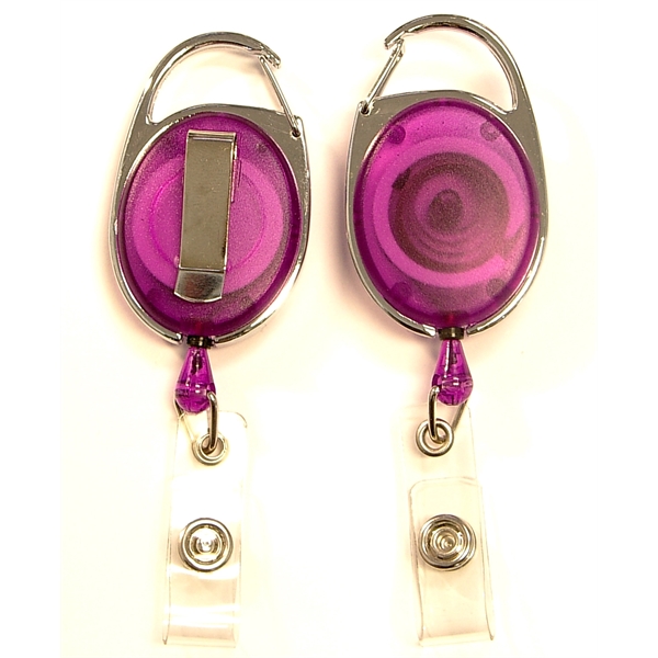 Oval shape retractable badge holder with clip - Oval shape retractable badge holder with clip - Image 2 of 7