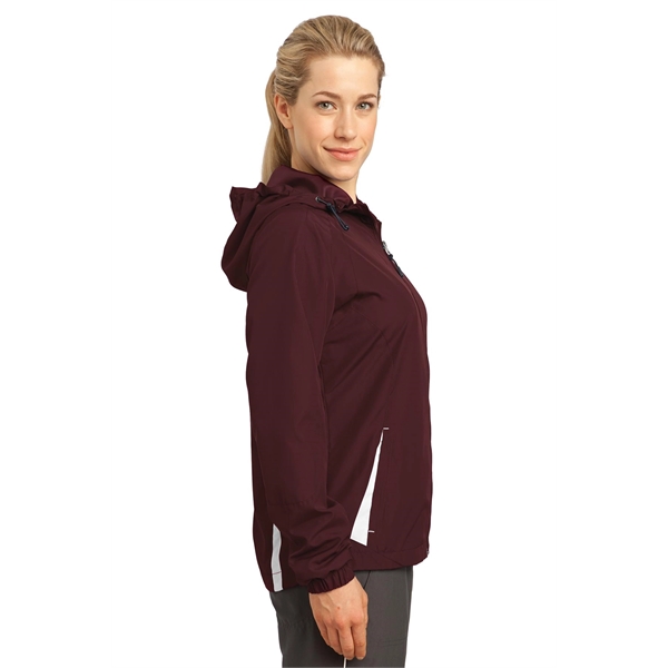 SPORT TEK LADIES S-2XL 3XL 4XL Colorblock Hooded Windbreaker JACKET WOMENS lst76 