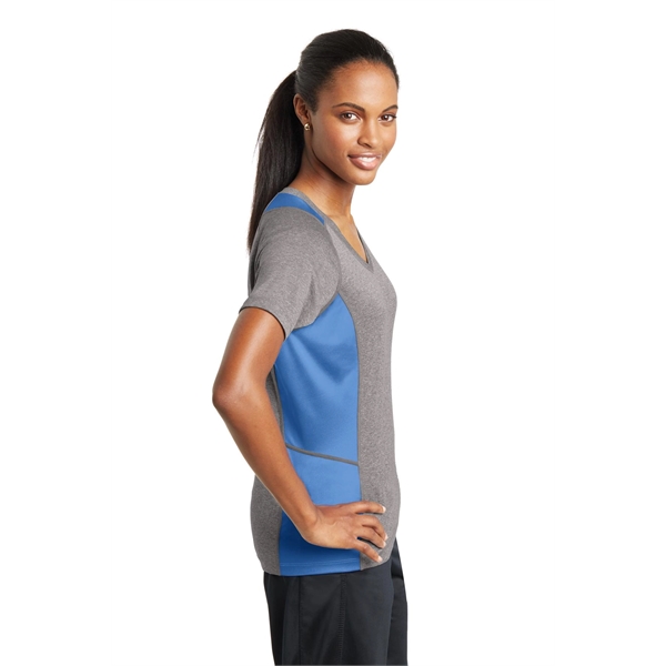 Sport-Tek Women's Heather Colorblock Contender V-Neck Tee. - Sport-Tek Women's Heather Colorblock Contender V-Neck Tee. - Image 7 of 61