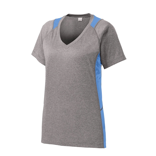 Sport-Tek Women's Heather Colorblock Contender V-Neck Tee. - Sport-Tek Women's Heather Colorblock Contender V-Neck Tee. - Image 9 of 61