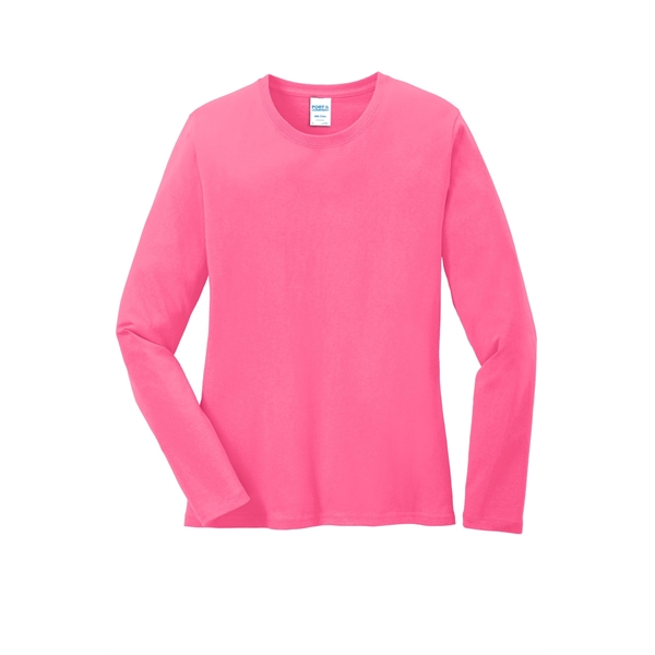 Port & Company Women's Long Sleeve Core Cotton Tee. - Port & Company Women's Long Sleeve Core Cotton Tee. - Image 77 of 94