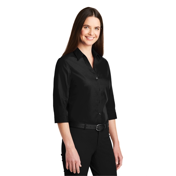 Port Authority Women's 3/4-Sleeve Carefree Poplin Shirt. - Port Authority Women's 3/4-Sleeve Carefree Poplin Shirt. - Image 9 of 48