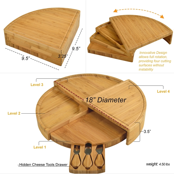 Patented Multi Level Bamboo Charcuterie Board -Large 18" Dia - Patented Multi Level Bamboo Charcuterie Board -Large 18" Dia - Image 3 of 5