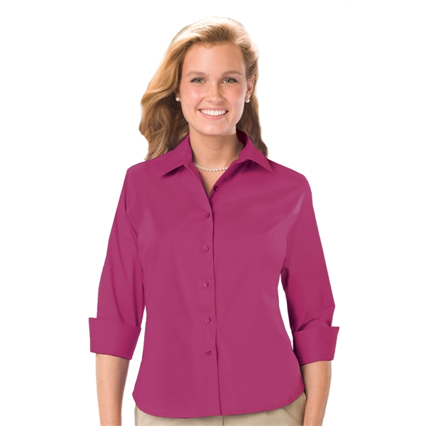 Ladies' 3/4 Sleeve Stretch Poplin Blouse - Ladies' 3/4 Sleeve Stretch Poplin Blouse - Image 1 of 17