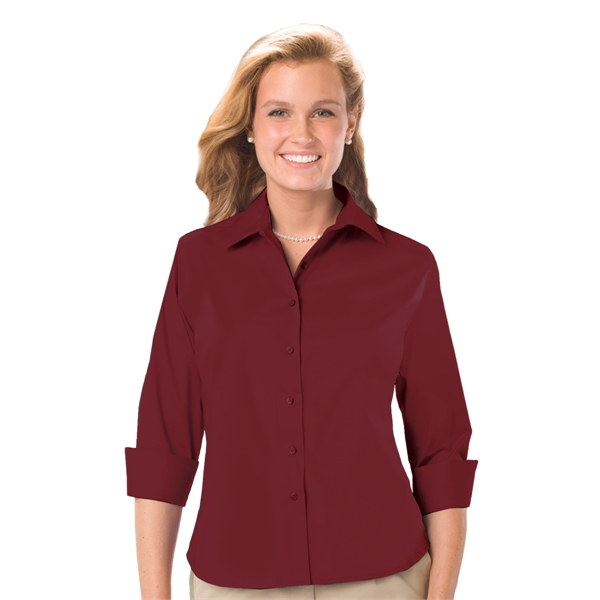 Ladies' 3/4 Sleeve Stretch Poplin Blouse - Ladies' 3/4 Sleeve Stretch Poplin Blouse - Image 4 of 17