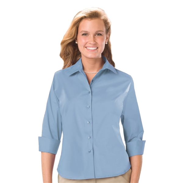 Ladies' 3/4 Sleeve Stretch Poplin Blouse - Ladies' 3/4 Sleeve Stretch Poplin Blouse - Image 7 of 17
