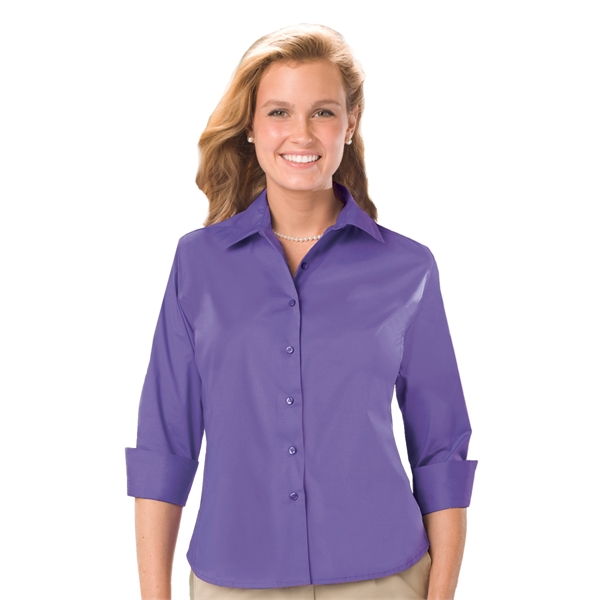 Ladies' 3/4 Sleeve Stretch Poplin Blouse - Ladies' 3/4 Sleeve Stretch Poplin Blouse - Image 15 of 17