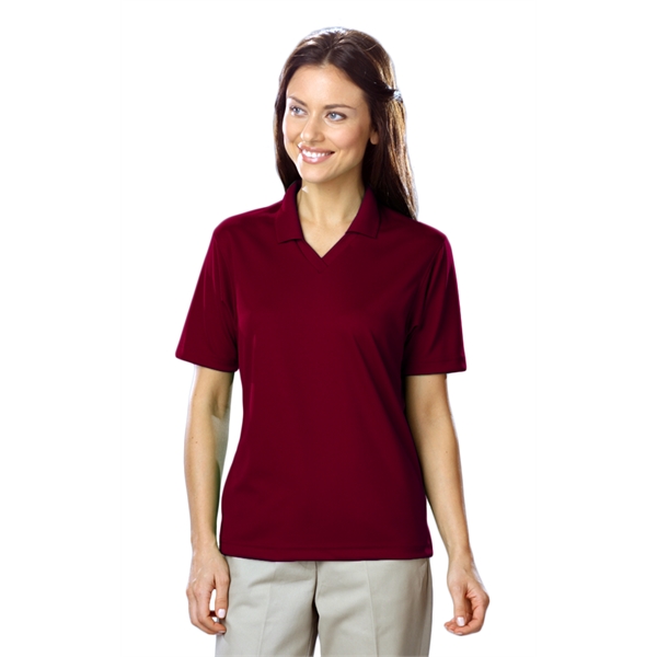 Ladies' Short Sleeve Textured Mesh V-Neck Polo - Ladies' Short Sleeve Textured Mesh V-Neck Polo - Image 3 of 15