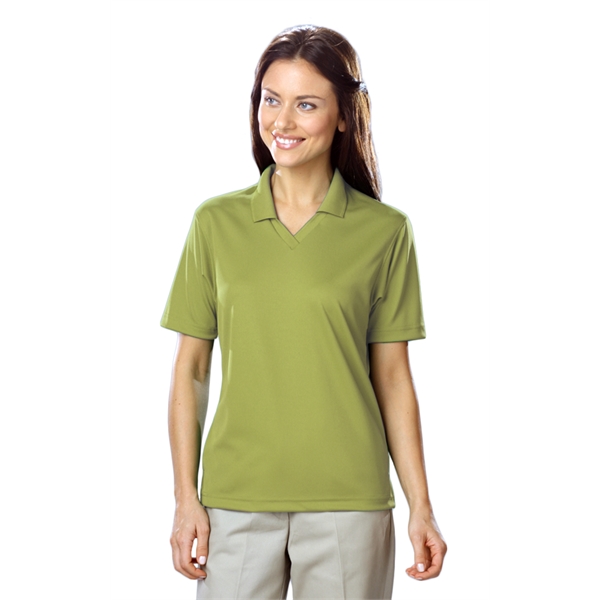 Ladies' Short Sleeve Textured Mesh V-Neck Polo - Ladies' Short Sleeve Textured Mesh V-Neck Polo - Image 4 of 15