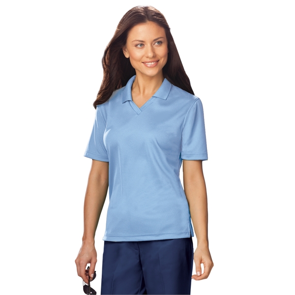 Ladies' Short Sleeve Textured Mesh V-Neck Polo - Ladies' Short Sleeve Textured Mesh V-Neck Polo - Image 8 of 15
