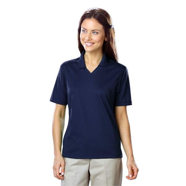 Ladies' Short Sleeve Textured Mesh V-Neck Polo - Ladies' Short Sleeve Textured Mesh V-Neck Polo - Image 9 of 15