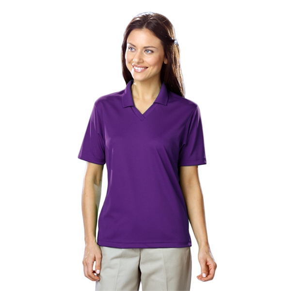 Ladies' Short Sleeve Textured Mesh V-Neck Polo - Ladies' Short Sleeve Textured Mesh V-Neck Polo - Image 10 of 15