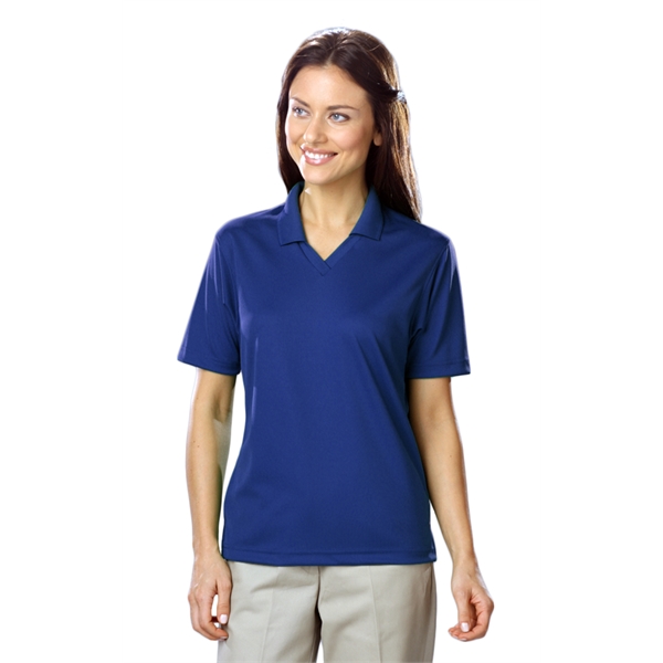 Ladies' Short Sleeve Textured Mesh V-Neck Polo - Ladies' Short Sleeve Textured Mesh V-Neck Polo - Image 12 of 15