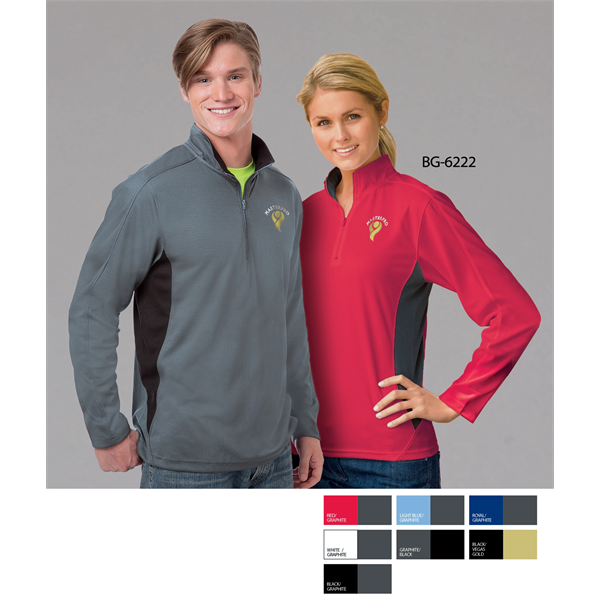 Ladies' Wicking Colorblock L/S Zip Pullover