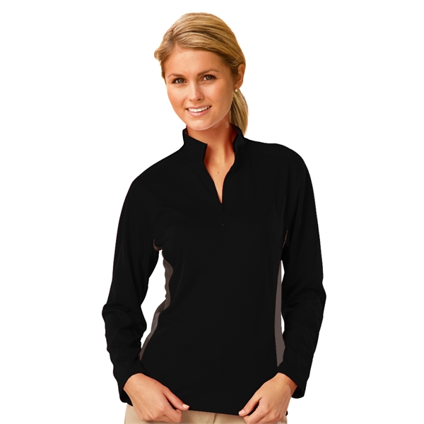 Ladies' Wicking Colorblock L/S Zip Pullover