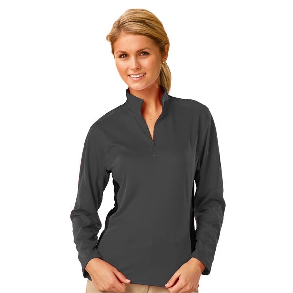 Ladies' Wicking Colorblock L/S Zip Pullover