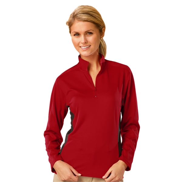 Ladies' Wicking Colorblock L/S Zip Pullover