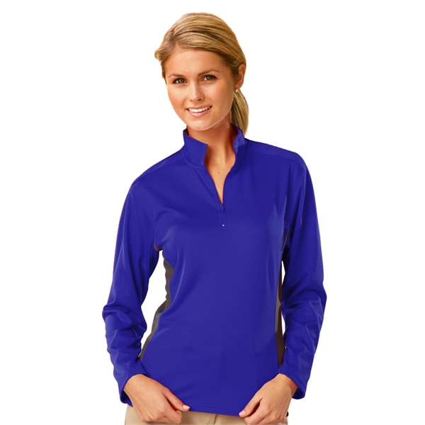 Ladies' Wicking Colorblock L/S Zip Pullover