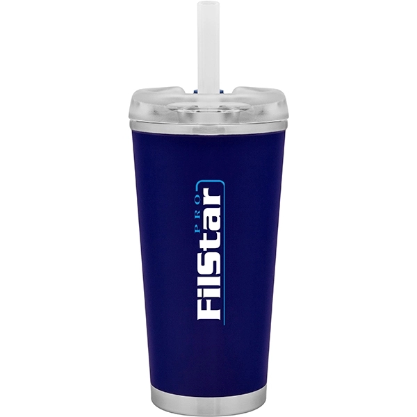 16.9 oz Brooklyn Stainless Insulated Travel Tumbler w/Straw
