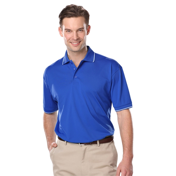 Men's Striped Trim Value Polo - Men's Striped Trim Value Polo - Image 6 of 8