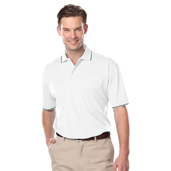Men's Striped Trim Value Polo - Men's Striped Trim Value Polo - Image 7 of 8