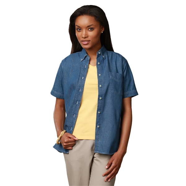 Ladies' Short Sleeve Denim Shirt - Ladies' Short Sleeve Denim Shirt - Image 2 of 2
