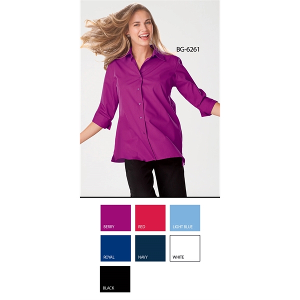 Ladies' 3/4 Sleeve Poplin Swing Shirt