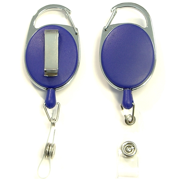 Oval shape retractable badge holder with clip - Oval shape retractable badge holder with clip - Image 3 of 7
