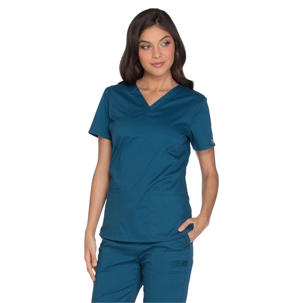 Cherokee Workwear Core Stretch Women's V-Neck Top - Cherokee Workwear Core Stretch Women's V-Neck Top - Image 2 of 9