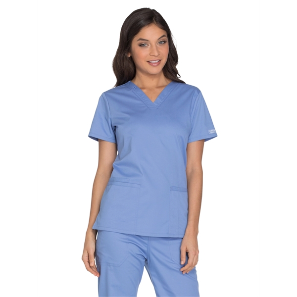 Cherokee Workwear Core Stretch Women's V-Neck Top - Cherokee Workwear Core Stretch Women's V-Neck Top - Image 3 of 9
