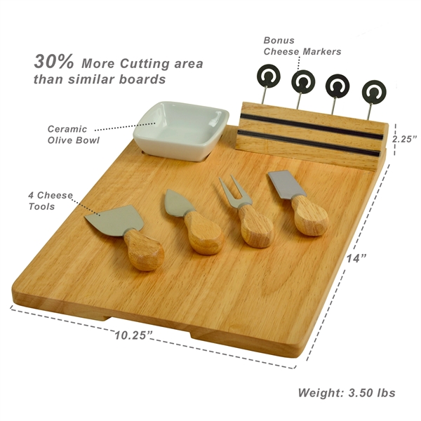 Hardwood Charcuterie Board with Knives Bowl & Markers - Hardwood Charcuterie Board with Knives Bowl & Markers - Image 2 of 4