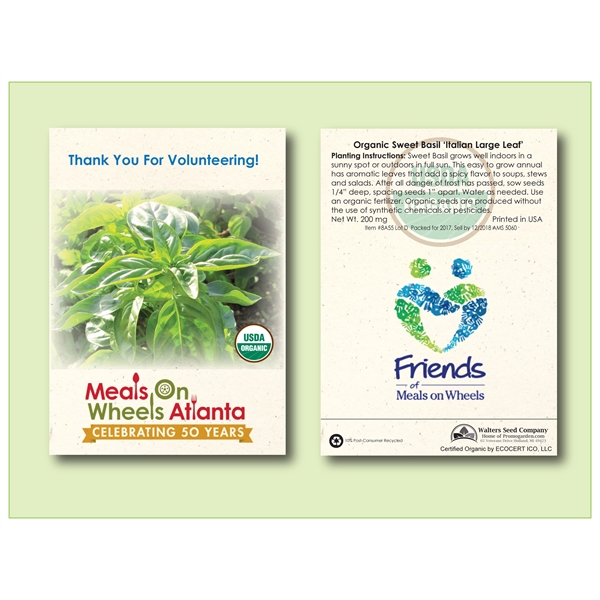 Organic Basil 'Large Leaf' Seed Packet - Size 3.25" x 4.5" - Organic Basil 'Large Leaf' Seed Packet - Size 3.25" x 4.5" - Image 0 of 0