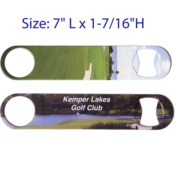Stainless Steel Paddle Bottle Opener w/ Full Color Imprint - Stainless Steel Paddle Bottle Opener w/ Full Color Imprint - Image 1 of 2
