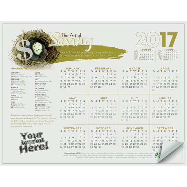 The Art of Saving - 2017 Adhesive Wall Calendar