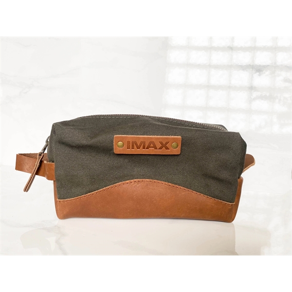 Canvas and Leather Dopp Kit. Logo or Monogram. USA Made. - Canvas and Leather Dopp Kit. Logo or Monogram. USA Made. - Image 1 of 11