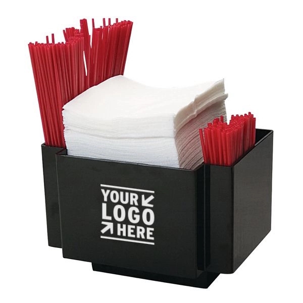 Napkin Caddy / Holder With 2 Side Straw Pockets - Napkin Caddy / Holder With 2 Side Straw Pockets - Image 4 of 5