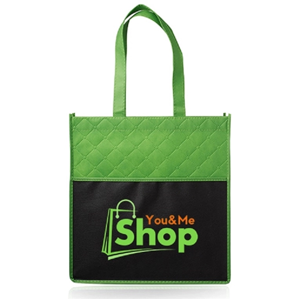 Reusable Quilted Pocket Grocery Tote Bag - Reusable Quilted Pocket Grocery Tote Bag - Image 2 of 10