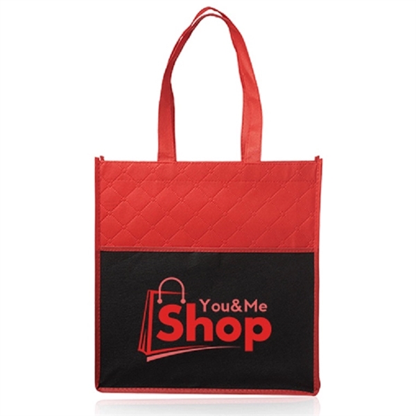 Reusable Quilted Pocket Grocery Tote Bag - Reusable Quilted Pocket Grocery Tote Bag - Image 3 of 10