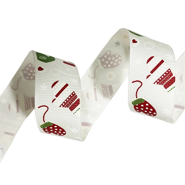 100 yards 2.5cm thread with Christmas gloves printed ribbon - 100 yards 2.5cm thread with Christmas gloves printed ribbon - Image 1 of 3