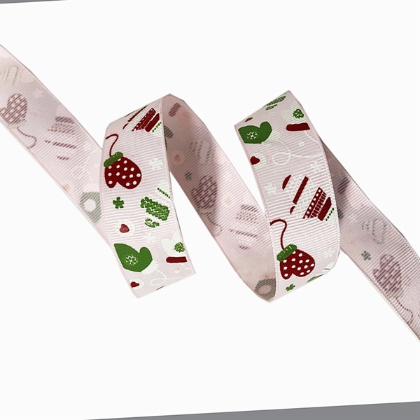 100 yards 2.5cm thread with Christmas gloves printed ribbon - 100 yards 2.5cm thread with Christmas gloves printed ribbon - Image 2 of 3