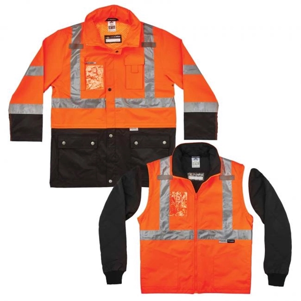 Ergodyne®4-in-1 Hi-Vis Winter Jacket Parka with Black Bottom - Ergodyne®4-in-1 Hi-Vis Winter Jacket Parka with Black Bottom - Image 3 of 3