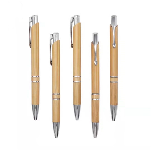 Bamboo Wooden Sustainable Retractable Ballpoint Pen - Bamboo Wooden Sustainable Retractable Ballpoint Pen - Image 5 of 6