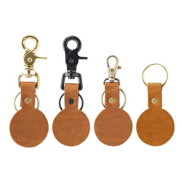 Round Leather Key Chain with Closure Options - Round Leather Key Chain with Closure Options - Image 2 of 10