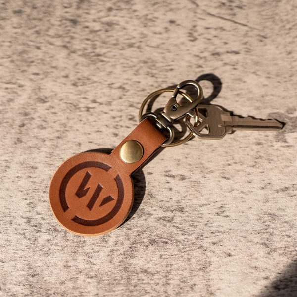 Round Leather Key Chain with Closure Options - Round Leather Key Chain with Closure Options - Image 7 of 10
