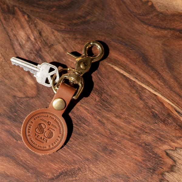 Round Leather Key Chain with Closure Options - Round Leather Key Chain with Closure Options - Image 9 of 10