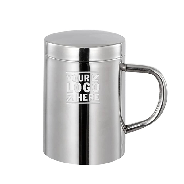 Stainless Steel Coffee Mug With Lid And Handle - Stainless Steel Coffee Mug With Lid And Handle - Image 0 of 2